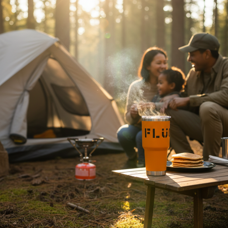 Orange stainless steel coffee mug tumbler for commuting and travel