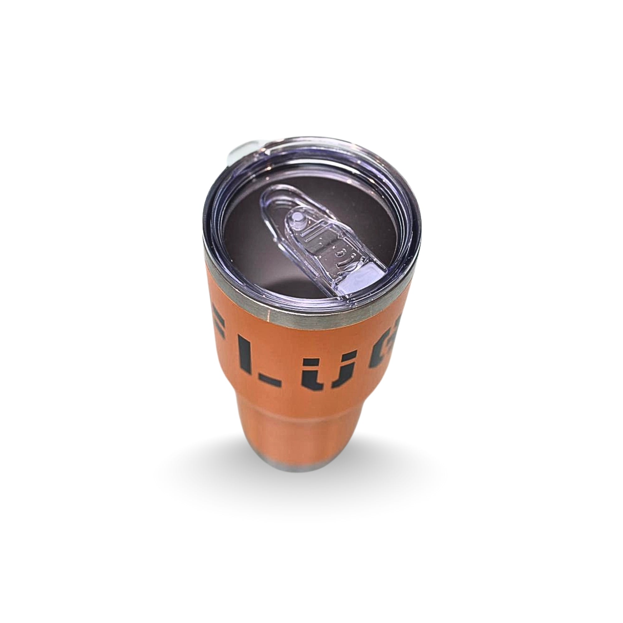 Flugn Orange stainless steel insulated coffee mug tumbler with lid