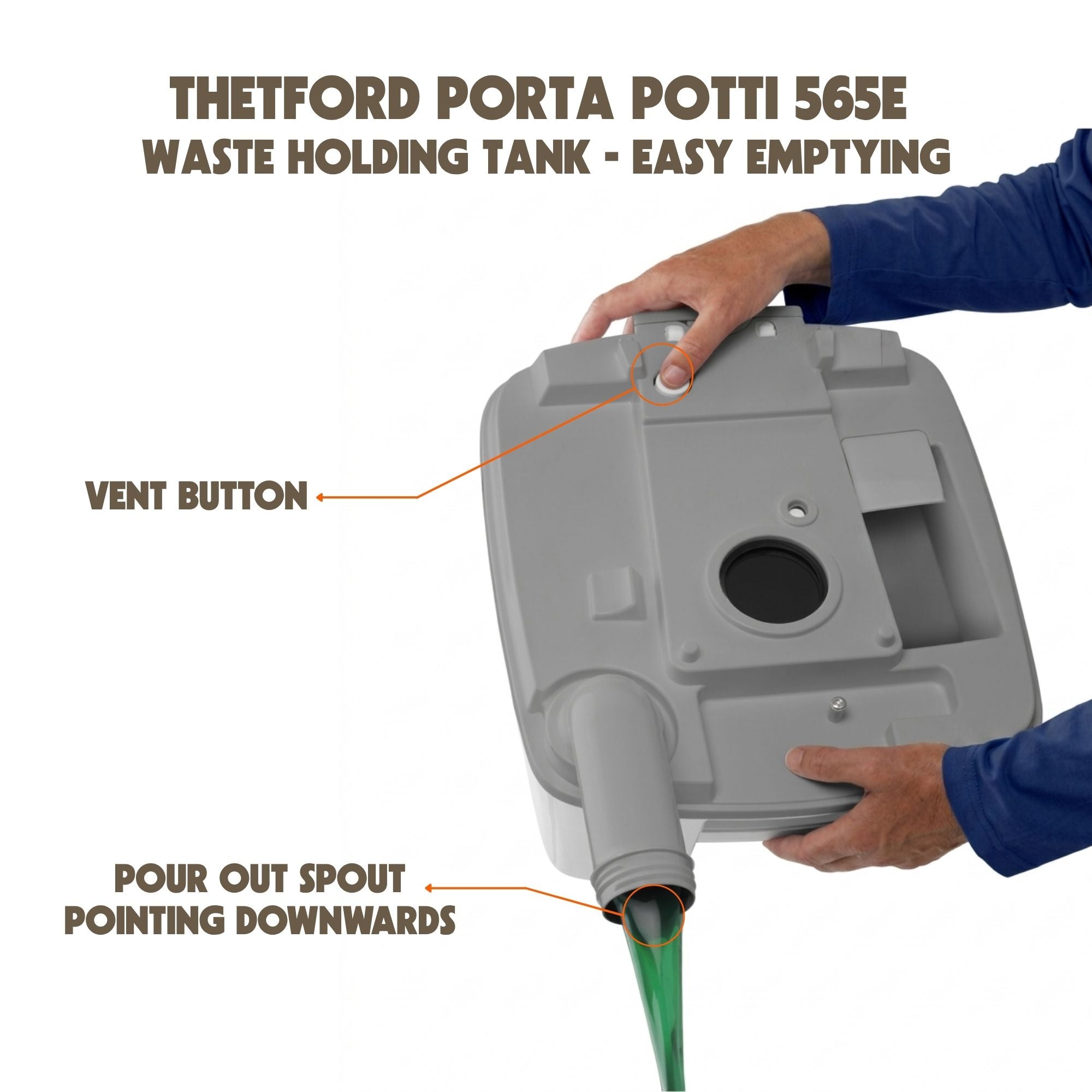 Thetford Porta Potti 565E | Portable Camping Toilet with Electric Flush
