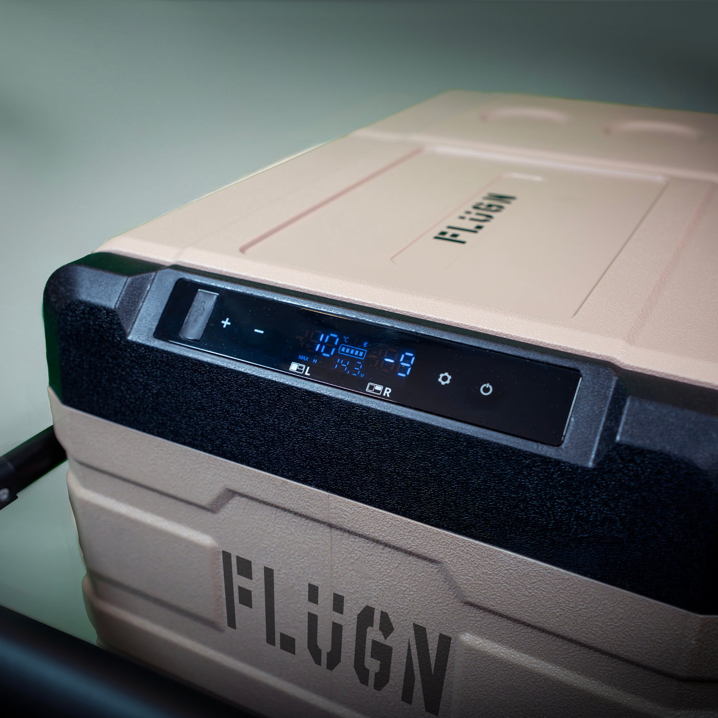 Portable Fridge Freezer showing LED digital display for fridge and freezer