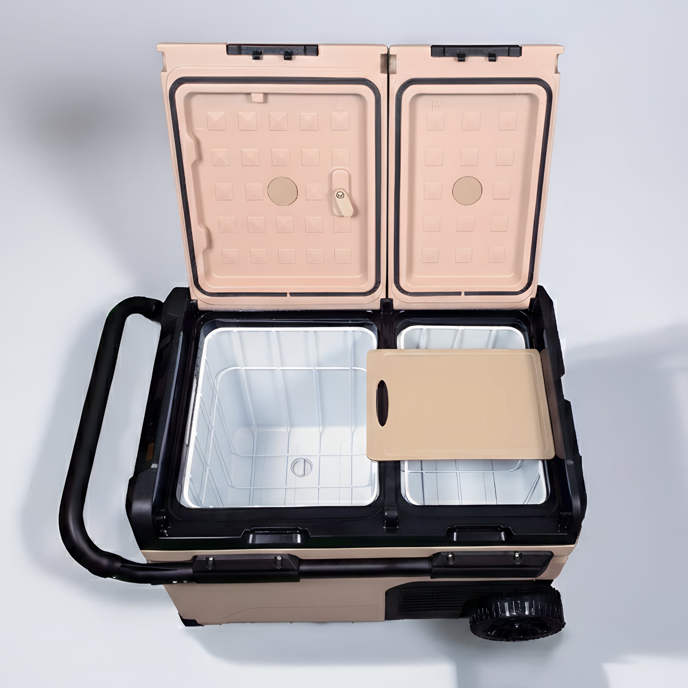 Portable Fridge Freezer FR38 i showing dual compartments for maximum storage capacity.